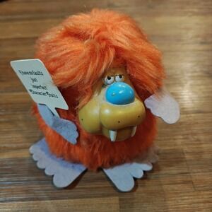 Vintage C.M. PAULA CO. 80's Plush Orange Mod Fuzzy Monster Troll I Have No Fault